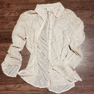 Guess Collection Cream Button Down Blouse